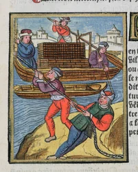 Houttransport op de rivier de Seine, uit 